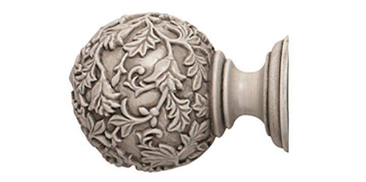 Hallis Modern Country 55mm Brushed Ivory Pole Floral Ball finial - Curtain Poles Emporium