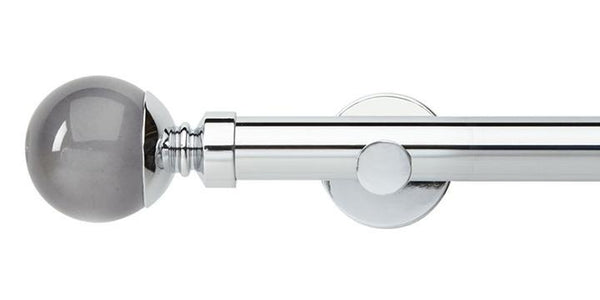 Hallis Neo Premium 28mm Chrome Eyelet Curtain Pole Smoke Ball Finial Cylinder Bracket - Curtain Poles Emporium