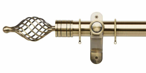 Galleria Metals 50mm Burnished Brass Curtain Pole Twisted Cage Finial