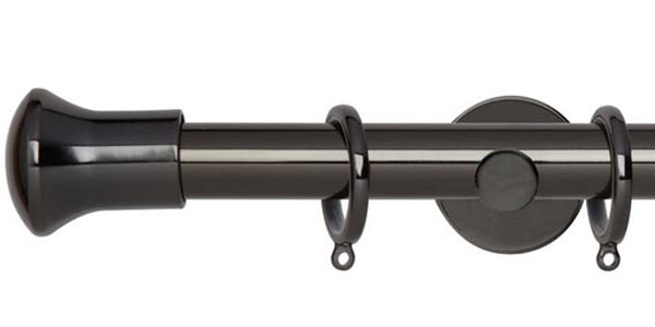 Hallis Neo Original 28mm Black Nickel Curtain Pole Trumpet Finial Cylinder Bracket - Curtain Poles Emporium