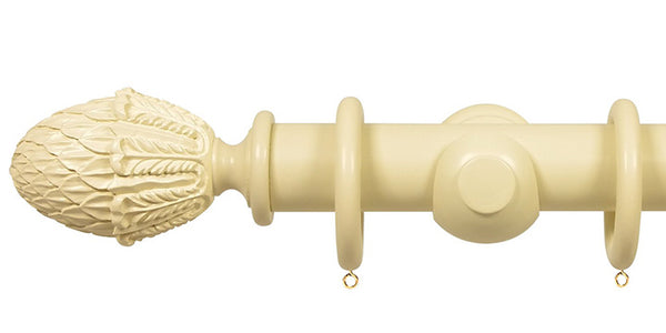 Opus Studio Painted Solid Colour Old Cream 48mm Wooden Curtain Pole Pineapple Finial