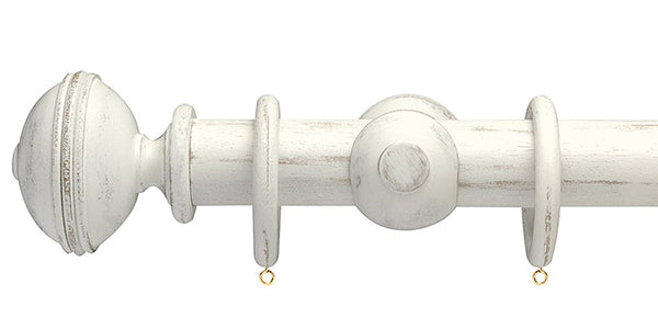 Opus Studio Distressed Chalk 35mm Wooden Curtain Pole Ribbed Finial