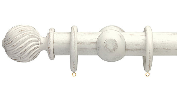 Opus Studio Distressed Chalk 35mm Wooden Curtain Pole Twisted Finial