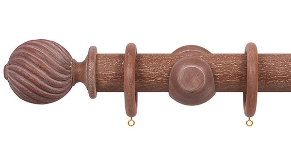 Opus Studio Vintage Mahogany 35mm Wooden Curtain Pole Twisted Finial