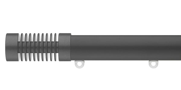 Silent Gliss Metropole 30mm Black Hand Drawn Track Groove Cylinder Finial