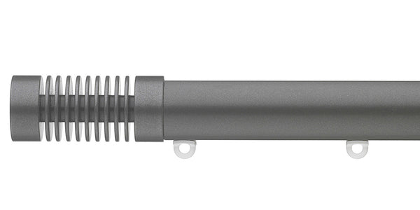 Silent Gliss Metropole 30mm Gunmetal Hand Drawn Track Groove Cylinder Finial