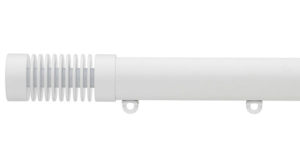 Silent Gliss Metropole 30mm Matt White Hand Drawn Track Groove Cylinder Finial