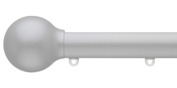 Silent Gliss Metropole 30mm Anodic Grey hand drawn track with Ball Finial