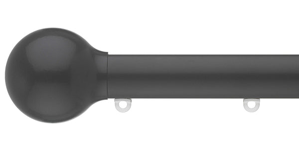 Silent Gliss Metropole 30mm Black hand drawn track with Ball Finial