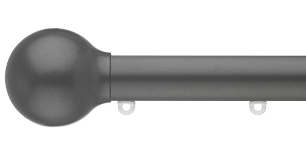 Silent Gliss Metropole 30mm Charcoal hand drawn track with Ball Finial