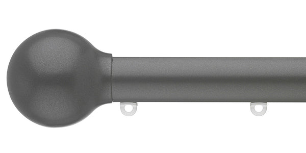 Silent Gliss Metropole 30mm Gunmetal hand drawn track with Ball Finial