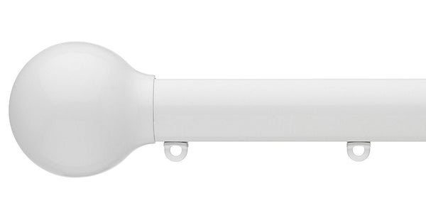 Silent Gliss Metropole 30mm White hand drawn track with Ball Finial