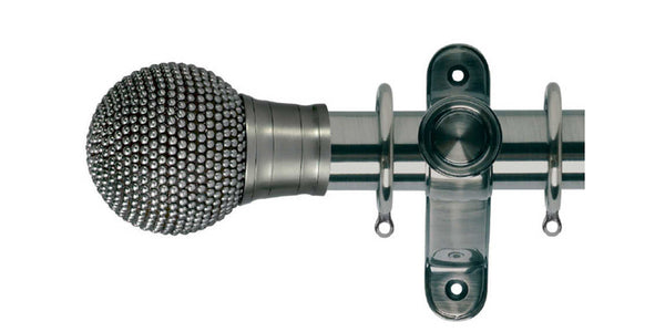Hallis Galleria 50mm Brushed Silver Pole Raised Stud Ball Finial