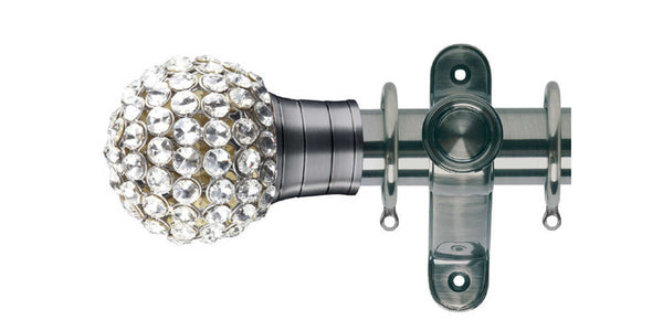 Hallis Galleria 50mm Brushed Silver Pole Clear Jewel Cage Ball Finial