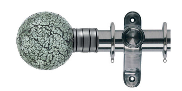 Hallis Galleria 35mm Brushed Silver Pole Mosaic Glass Ball Finial