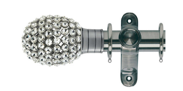 Hallis Galleria 35mm Brushed Silver Pole Jewel Bulb Finial
