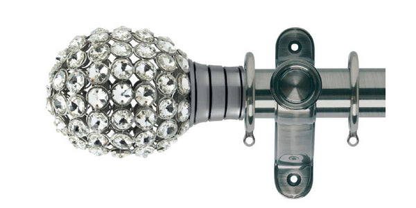 Hallis Galleria 50mm Brushed Silver Pole Clear Jewel Bulb Finial