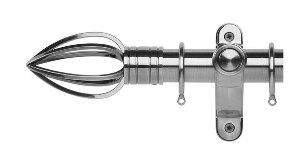 Galleria Metals 50mm Brushed Silver Curtain Pole Caged Spear Finial