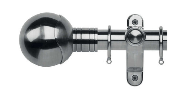 Galleria Metals 35mm Brushed Silver Curtain Pole Orb Finial