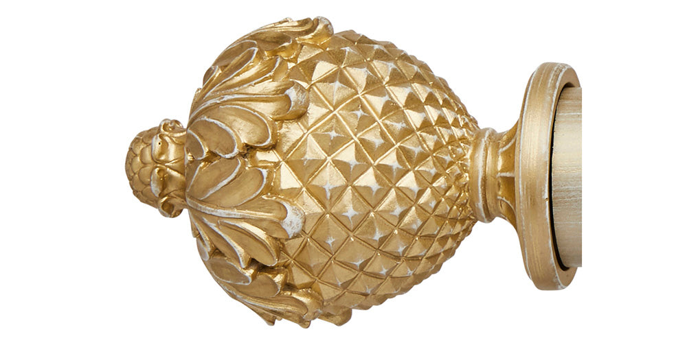 Hallis Hudson Ashbridge 45mm Gold over White Curtain Pole Botanical Finial