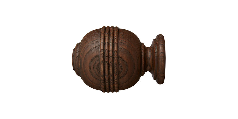 Hallis Hudson Eden 45mm Cocoa Curtain Pole Ridged Ball Finial
