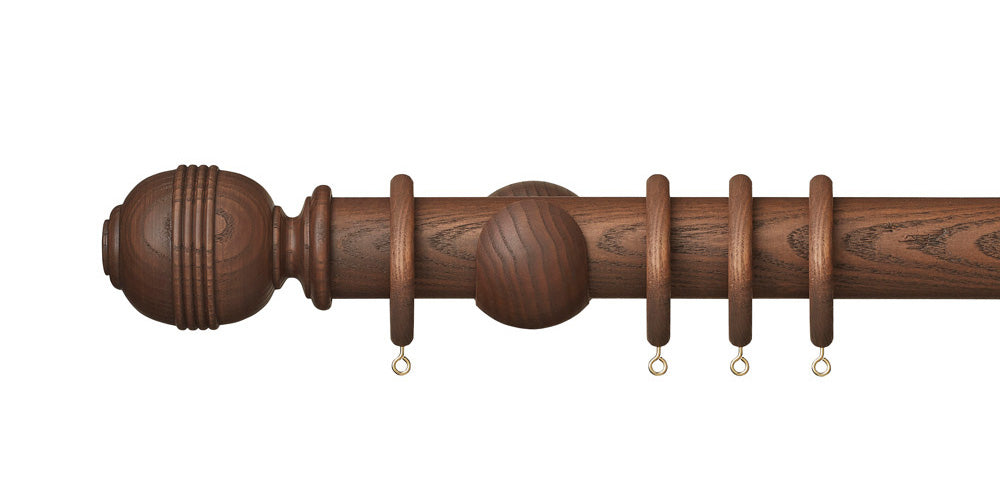 Hallis Hudson Eden 45mm Cocoa Curtain Pole Ridged Ball Finial
