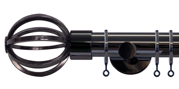 Jones Interiors Strand 35mm Black Nickel Curtain Pole Metal Cage Finial