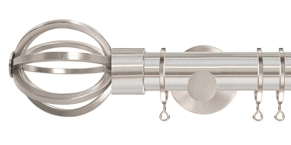 Jones interiors Strand 35mm Matt Nickel Curtain Pole Metal Cage Finial
