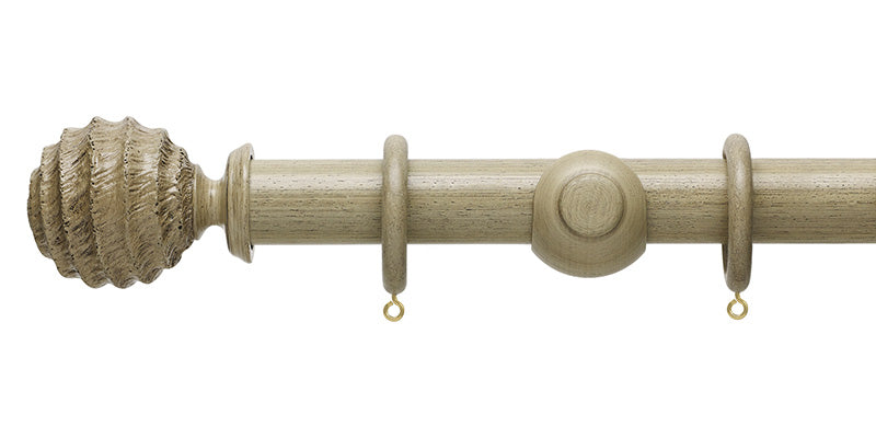 Hallis Hudson Origins 35mm Fossil Ball Finial Wooden Curtain Pole