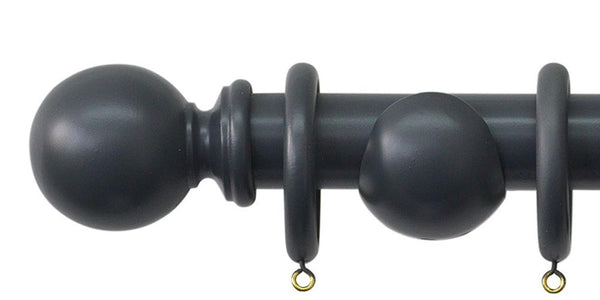 Jones Shore 35mm Charcoal Curtain Pole Ball Finial - Curtain Poles Emporium