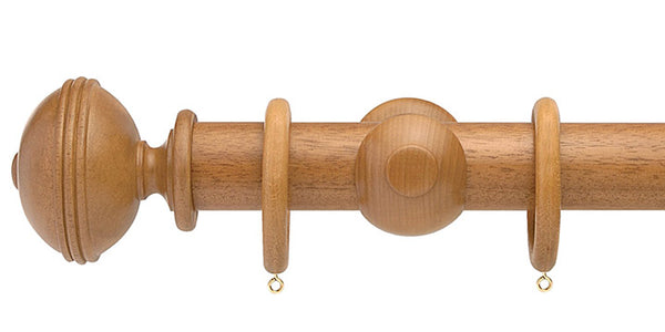 Opus Studio Natural Woodstain Oak 35mm Wooden Curtain Pole Ribbed Finial