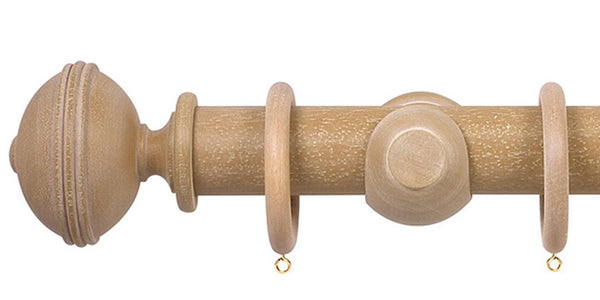 Opus Studio Vintage Oak 48mm Wooden Curtain Pole Ribbed Finial