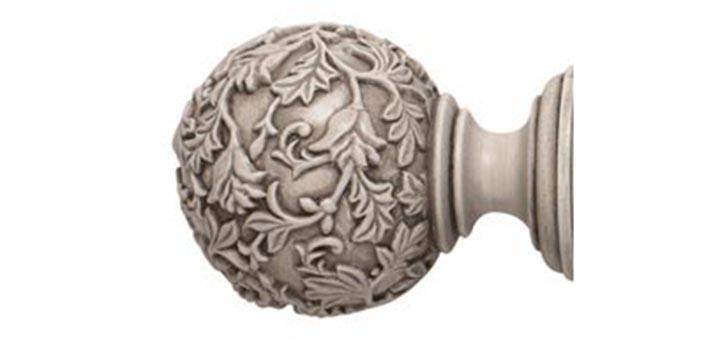 Modern Country 45mm Brushed Ivory Curtain Pole Floral Ball Finial - Curtain Poles Emporium