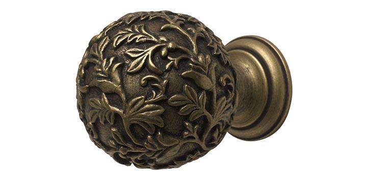 Modern Country 45mm Gold Black Curtain Pole Floral Ball Finial - Curtain Poles Emporium