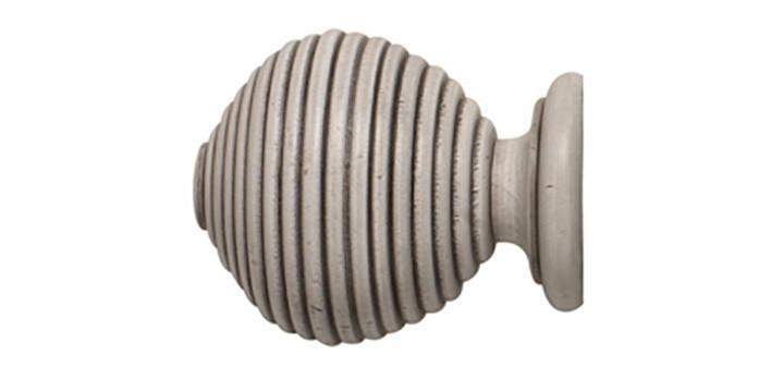 Hallis Modern Country 55mm Brushed Ivory Pole Ribbed Ball finial - Curtain Poles Emporium