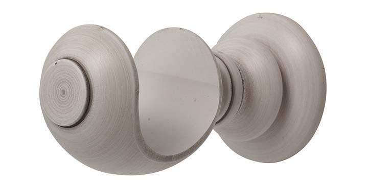 Modern Country 45mm Brushed Ivory Curtain Pole Ribbed Ball Finial - Curtain Poles Emporium