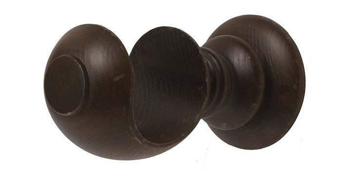 Hallis Modern Country 55mm Dark Oak Pole Button finial - Curtain Poles Emporium