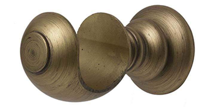 Hallis Modern Country 55mm Gold on Black Pole Button finial - Curtain Poles Emporium