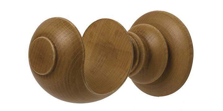 Modern Country 45mm Light Oak Curtain Pole Ribbed Ball Finial - Curtain Poles Emporium
