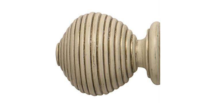 Hallis Modern Country 55mm Brushed Cream Pole Ribbed Ball finial - Curtain Poles Emporium