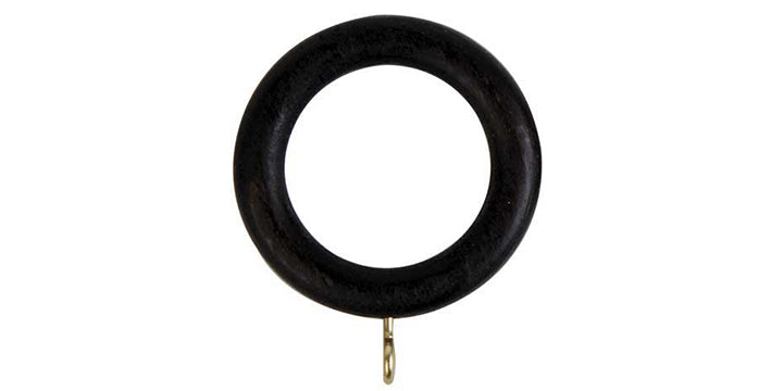 Hallis Woodline 28mm Black Curtain Pole Rings - Curtain Poles Emporium