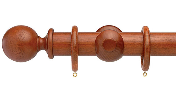 Opus Studio Natural Woodstain Mahogany 35mm Wooden Curtain Pole Ball Finial