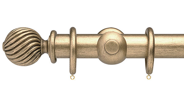 Opus Studio Pale Gold 35mm Wooden Curtain Pole Twisted Finial
