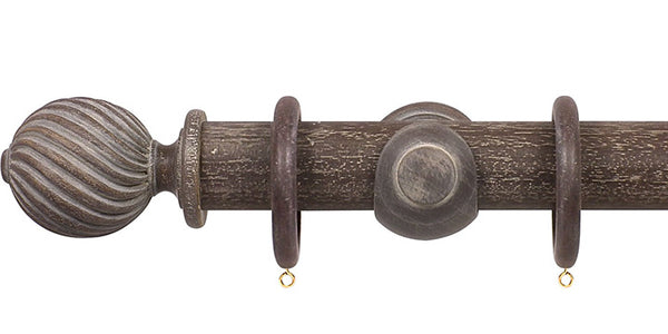 Opus Studio Vintage Walnut 35mm Wooden Curtain Pole Twisted Finial