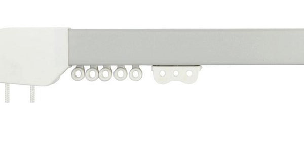 Hallis Superglide Flat Silver Metal Corded Curtain Track - Curtain Poles Emporium