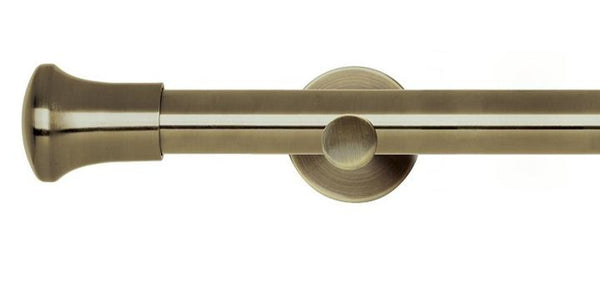 Hallis Neo Original 28mm Spun Brass Eyelet Curtain Pole Trumpet Finial Cylinder Bracket - Curtain Poles Emporium
