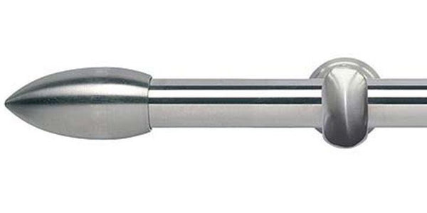 Hallis Neo Original 28mm Stainless Steel Effect Eyelet Curtain Pole Bullet Finial Cup Bracket - Curtain Poles Emporium