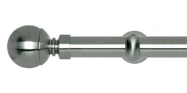 Hallis Neo Original 28mm Stainless Steel Effect Eyelet Curtain Pole Ball Finial Cup Bracket - Curtain Poles Emporium