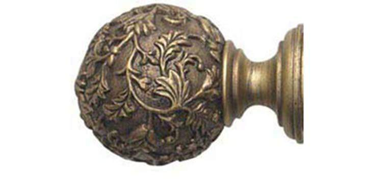 Hallis Modern Country 55mm Gold Black Pole Floral Ball finial - Curtain Poles Emporium