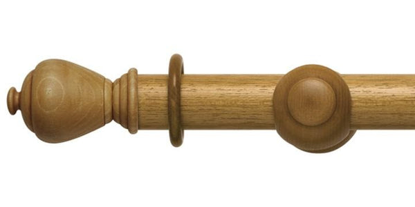 Hallis Modern Country 55mm Light Oak Curtain Pole Sugar Pot Finial - Curtain Poles Emporium